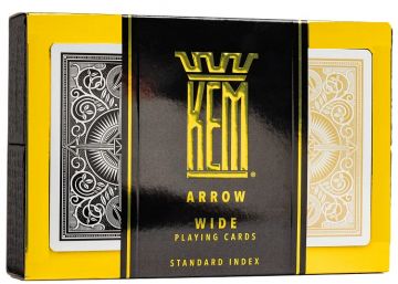 Kem Arrow Playing Cards: Poker Size, Black & Gold, Regular Index, 2-Deck Set